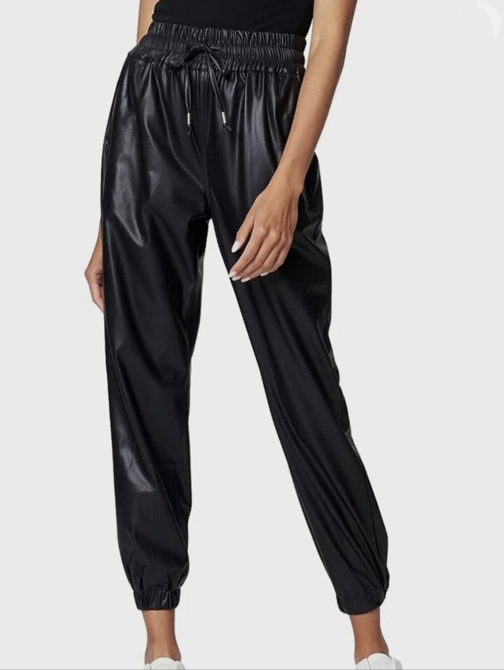 New Blank NYC Black Faux Leather Jogger Pants Size 28